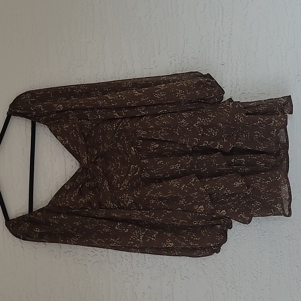 entro Brown Floral Tiered Mini Dress
